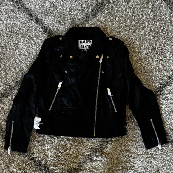 Walter Baker Black Moto Leather Jacket - Picture 8 of 12